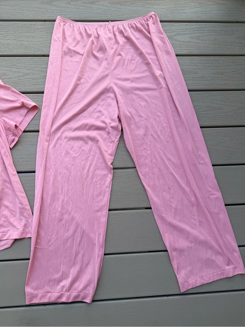 Vintage Vanity Fair Pink Nylon Pajama Set XL 44 Lace 2 Piece